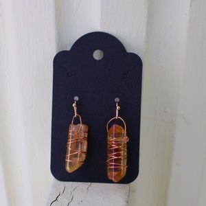 Handmade Copper Wire Wrapped Crystal Earrings